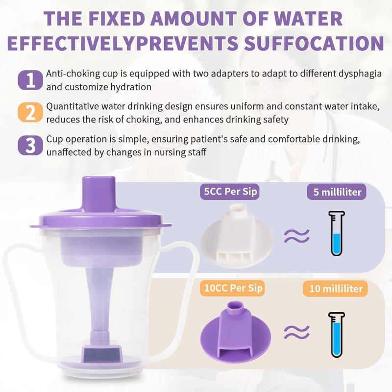 EZSLINGGLIDE Dysphagia Regulating Drinking Cup – Spill-Proof Adaptive Cup for Adults with Swallowing Difficulties, Elderly, Parkinson’s & Dementia Patients (Purple-Pack of 1 Count) - Image 3